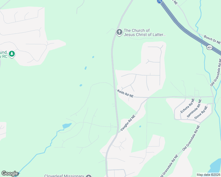 map of restaurants, bars, coffee shops, grocery stores, and more near 14 Ash Court Northeast in Cartersville