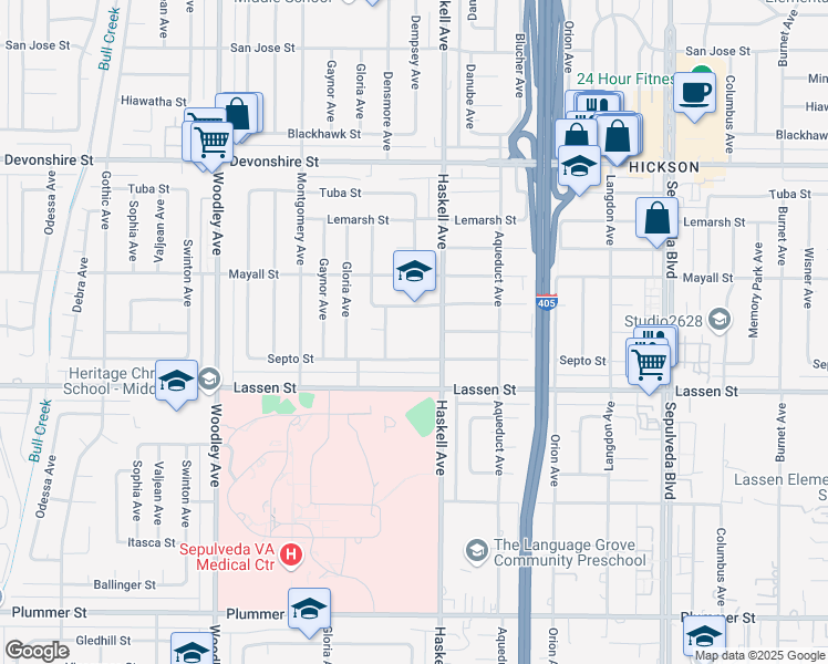 map of restaurants, bars, coffee shops, grocery stores, and more near 15848 Stare Street in Los Angeles