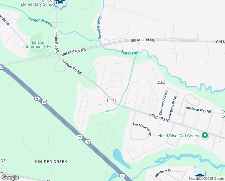 map of restaurants, bars, coffee shops, grocery stores, and more near 9532 Blake Circle Northeast in Leland