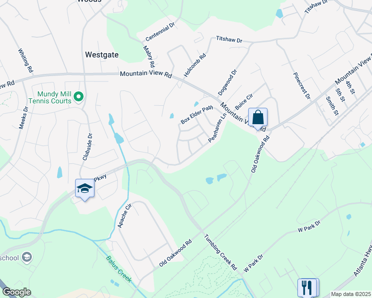 map of restaurants, bars, coffee shops, grocery stores, and more near 4211 Spruce Trail in Gainesville