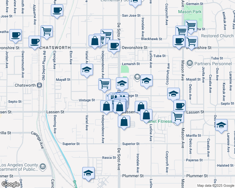 map of restaurants, bars, coffee shops, grocery stores, and more near 209 De Soto Avenue in Los Angeles