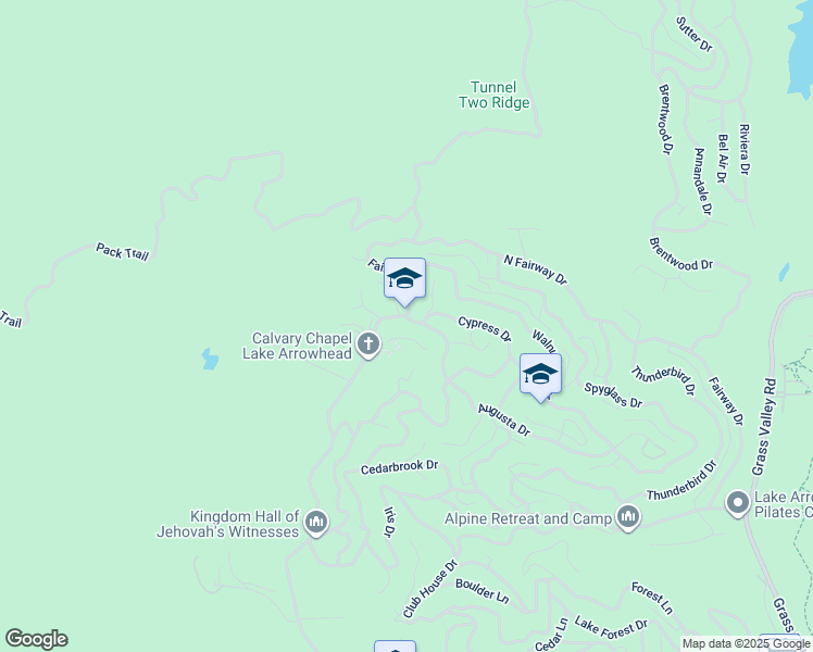 map of restaurants, bars, coffee shops, grocery stores, and more near 26061 Augusta Drive in Lake Arrowhead