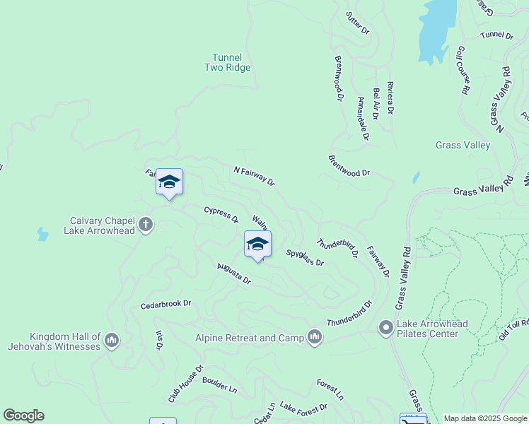 map of restaurants, bars, coffee shops, grocery stores, and more near 26329 Spyglass Drive in Lake Arrowhead