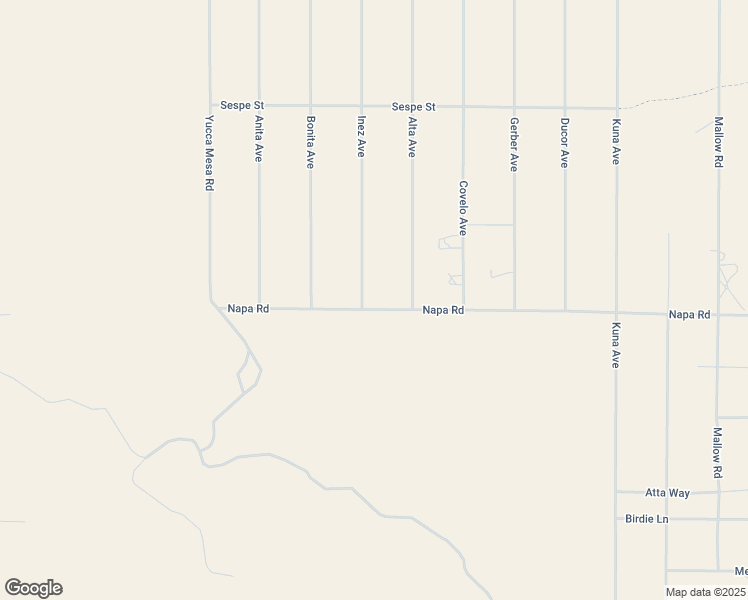 map of restaurants, bars, coffee shops, grocery stores, and more near 59700 Napa Road in Yucca Valley