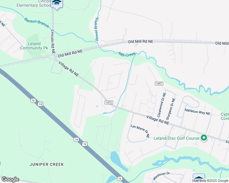 map of restaurants, bars, coffee shops, grocery stores, and more near 9548 Blake Circle Northeast in Leland