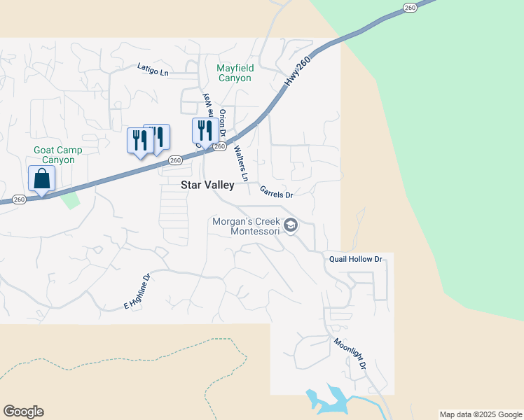 map of restaurants, bars, coffee shops, grocery stores, and more near 70 Springdale Drive in Payson