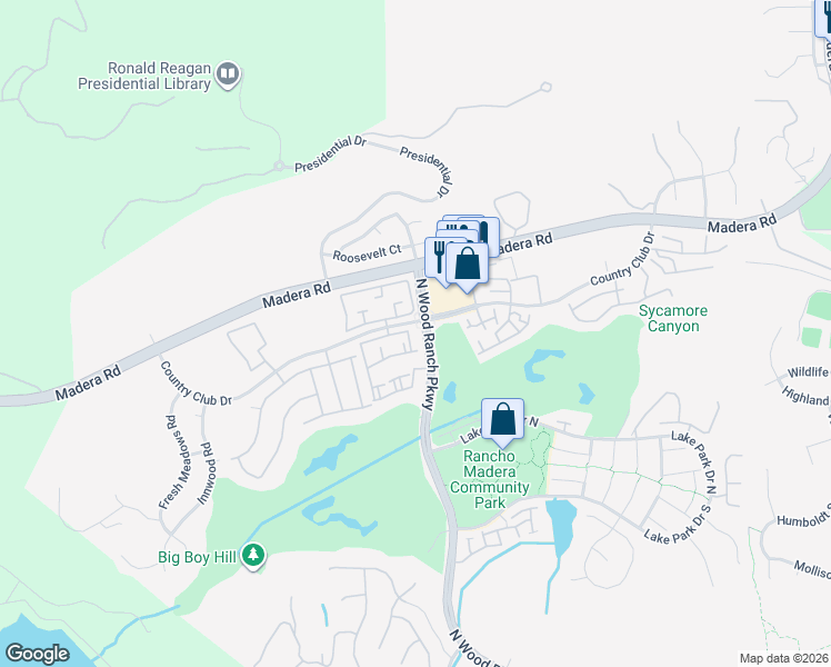 map of restaurants, bars, coffee shops, grocery stores, and more near 625 Baywood Lane in Simi Valley