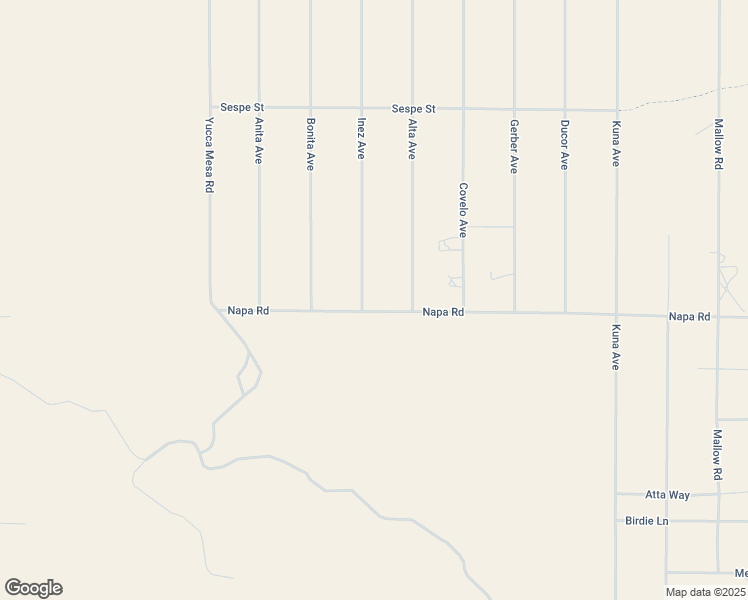 map of restaurants, bars, coffee shops, grocery stores, and more near 59700 Napa Road in Yucca Valley