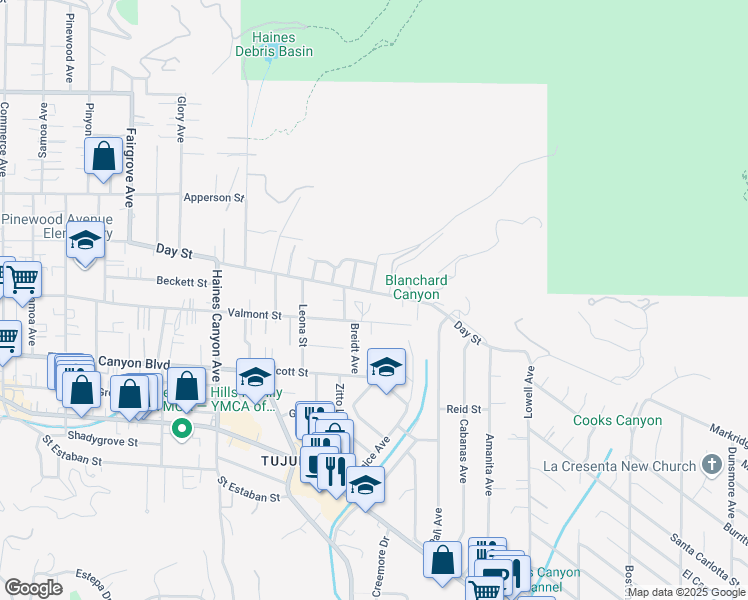 map of restaurants, bars, coffee shops, grocery stores, and more near 6438 Day Street in Los Angeles