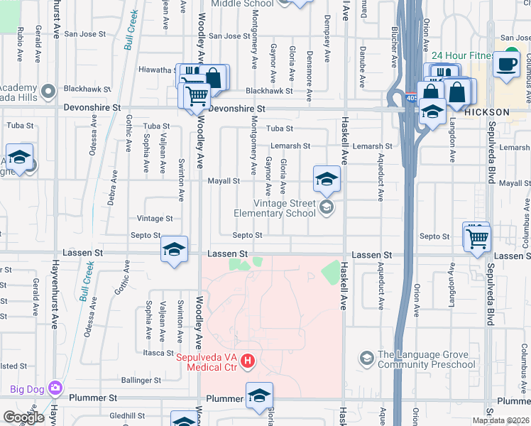 map of restaurants, bars, coffee shops, grocery stores, and more near 10007 Gaynor Avenue in Los Angeles