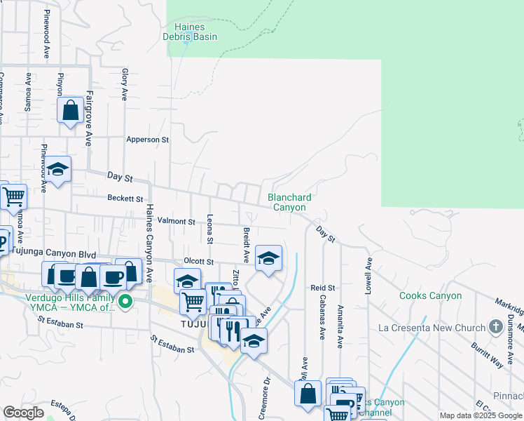 map of restaurants, bars, coffee shops, grocery stores, and more near 6436 Day Street in Los Angeles