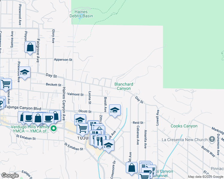 map of restaurants, bars, coffee shops, grocery stores, and more near 6436 Day Street in Los Angeles