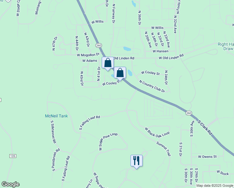 map of restaurants, bars, coffee shops, grocery stores, and more near 3920 West Hawthorn Road in Show Low