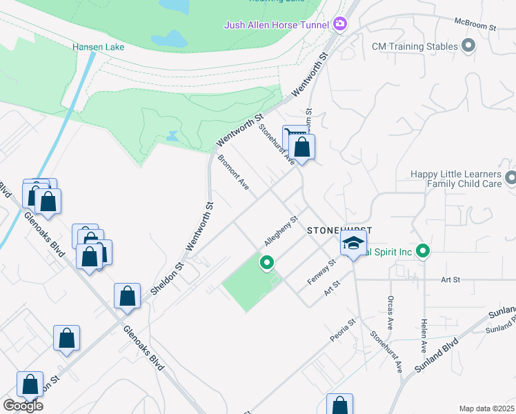 map of restaurants, bars, coffee shops, grocery stores, and more near 11230 Sheldon Street in Los Angeles
