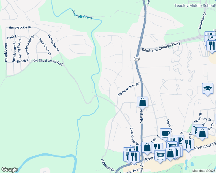 map of restaurants, bars, coffee shops, grocery stores, and more near 1005 Whispering Woods Drive in Canton
