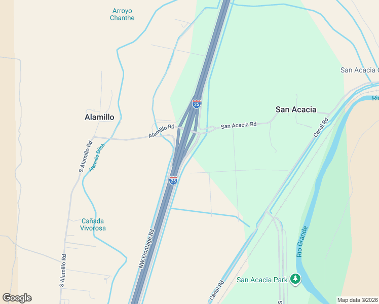 map of restaurants, bars, coffee shops, grocery stores, and more near 602 Interstate 25 Frontage Road in San Acacia
