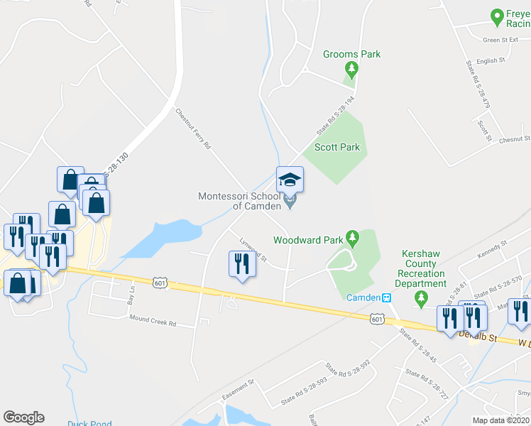 map of restaurants, bars, coffee shops, grocery stores, and more near 38 Chestnut Ferry Road in Camden