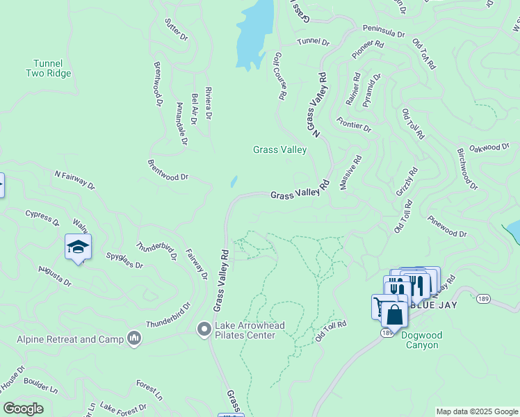 map of restaurants, bars, coffee shops, grocery stores, and more near 26834 Huron Road in Lake Arrowhead
