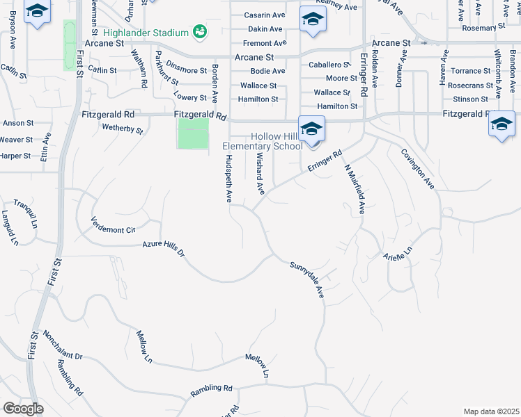 map of restaurants, bars, coffee shops, grocery stores, and more near 1579 Sunnydale Avenue in Simi Valley