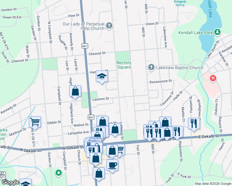map of restaurants, bars, coffee shops, grocery stores, and more near 1403 Lyttleton Street in Camden