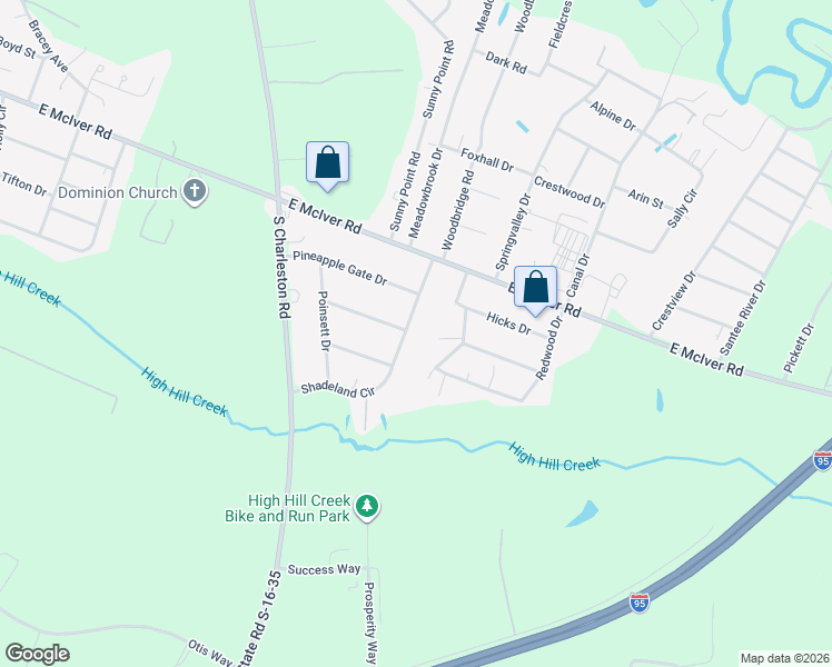 map of restaurants, bars, coffee shops, grocery stores, and more near 2970 Shadeland Circle in Florence