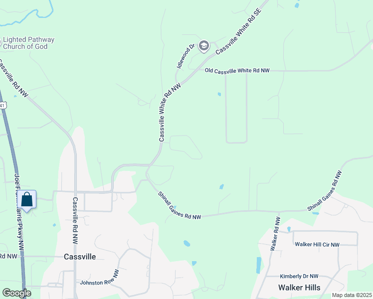 map of restaurants, bars, coffee shops, grocery stores, and more near 19 Wexford Circle Northwest in Cartersville
