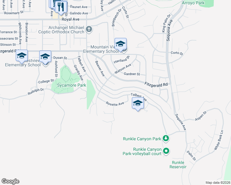 map of restaurants, bars, coffee shops, grocery stores, and more near 699 Appleton Road in Simi Valley