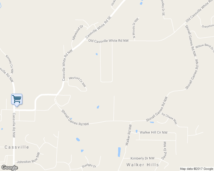 map of restaurants, bars, coffee shops, grocery stores, and more near 48 Saddle Field Circle Northwest in Cartersville