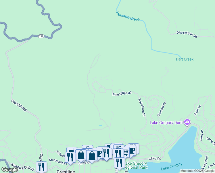 map of restaurants, bars, coffee shops, grocery stores, and more near in Crestline
