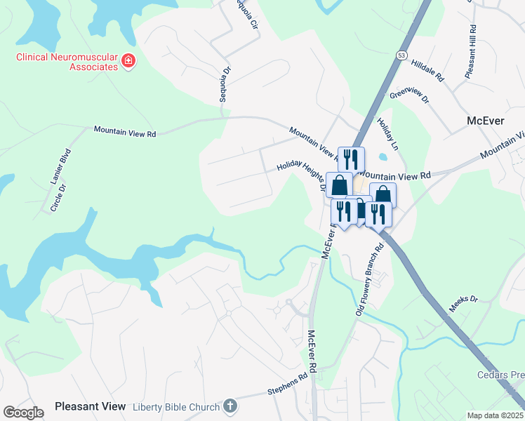 map of restaurants, bars, coffee shops, grocery stores, and more near 4433 Lake Forest Drive in Oakwood