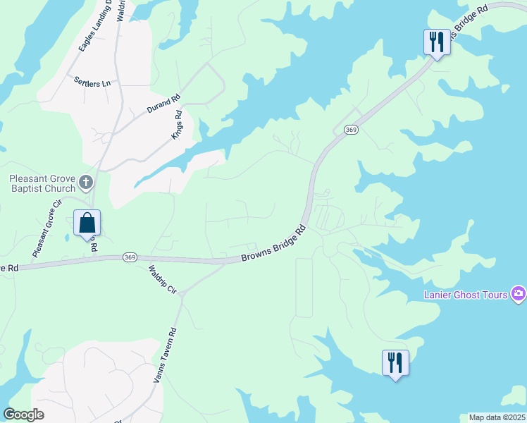 map of restaurants, bars, coffee shops, grocery stores, and more near 8635 Sapphire Lane in Gainesville