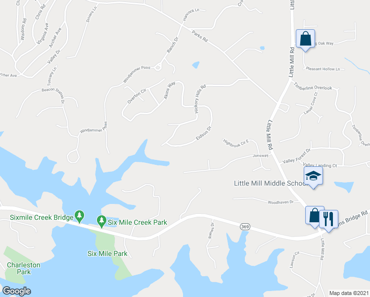 map of restaurants, bars, coffee shops, grocery stores, and more near 6375 Eidson Drive in Cumming