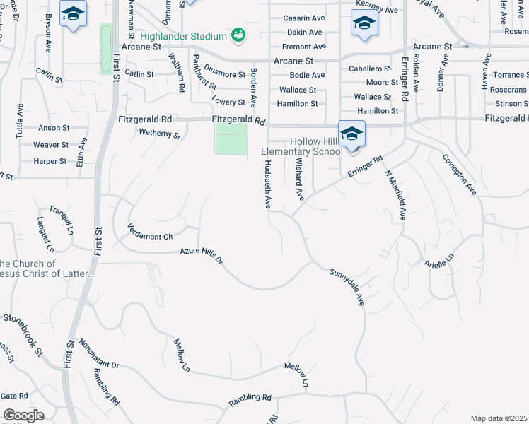 map of restaurants, bars, coffee shops, grocery stores, and more near 705 Hudspeth Street in Simi Valley