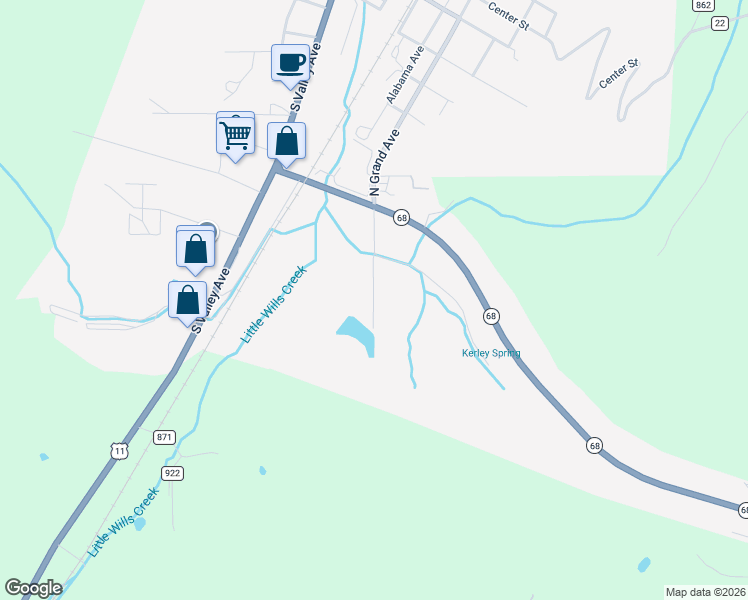map of restaurants, bars, coffee shops, grocery stores, and more near Grand Avenue in Collinsville
