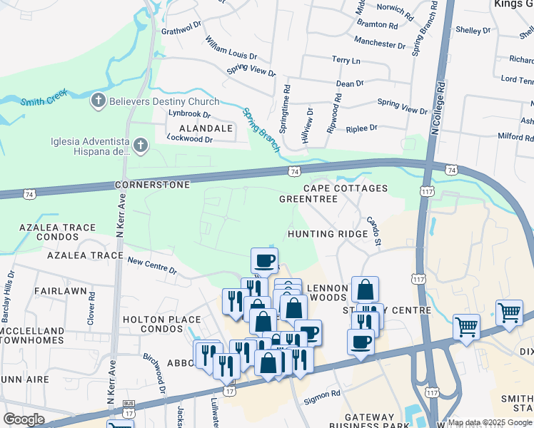 map of restaurants, bars, coffee shops, grocery stores, and more near 25 Henderson Alley in Wilmington