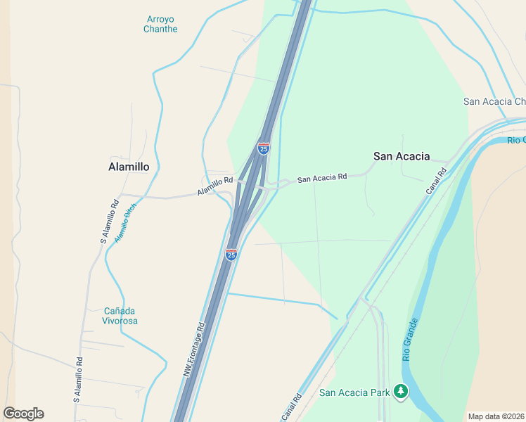 map of restaurants, bars, coffee shops, grocery stores, and more near 602 Interstate 25 Frontage Road in San Acacia