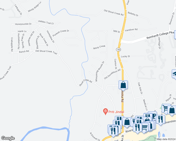 map of restaurants, bars, coffee shops, grocery stores, and more near 113 Whispering Court in Canton