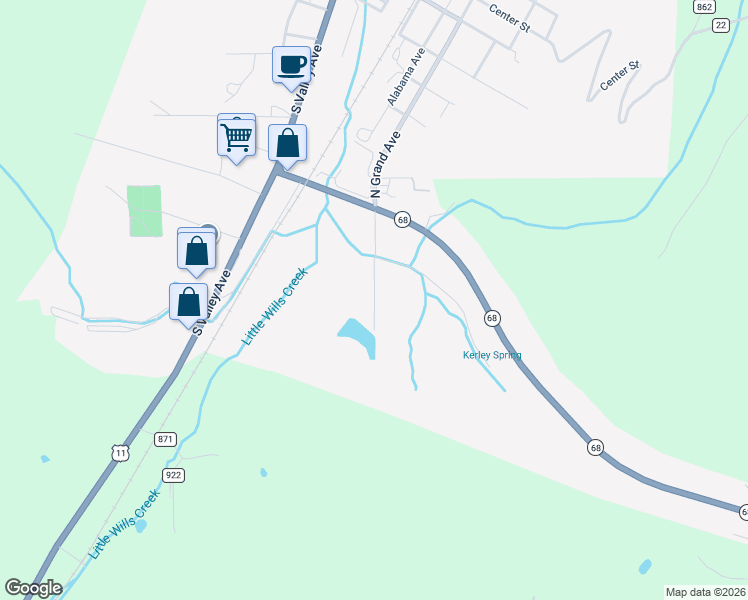 map of restaurants, bars, coffee shops, grocery stores, and more near Grand Avenue in Collinsville