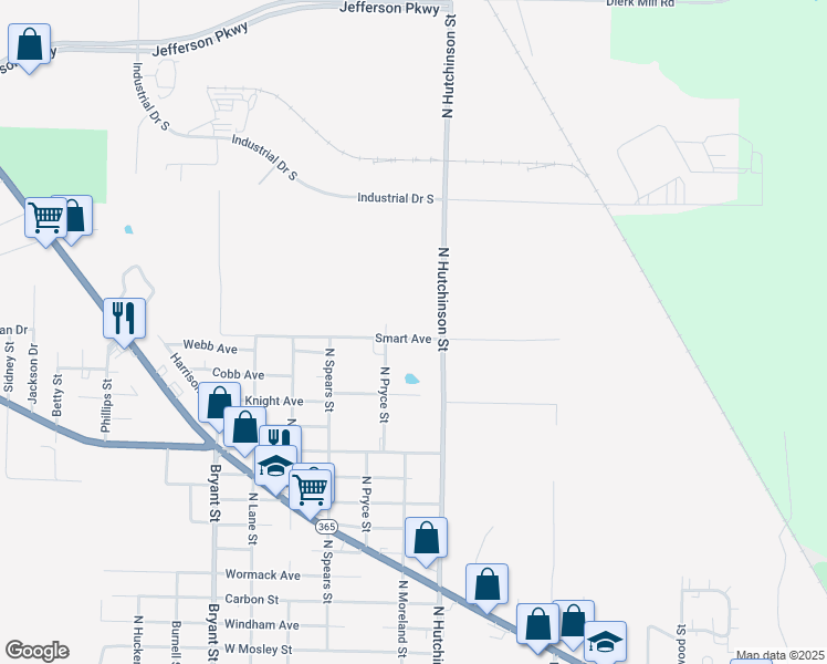 map of restaurants, bars, coffee shops, grocery stores, and more near 5421 Smart Avenue in Pine Bluff