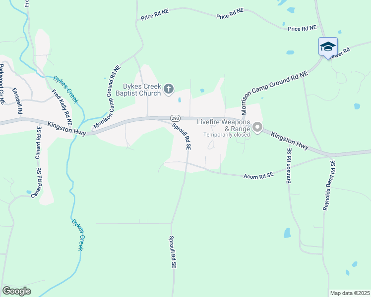 map of restaurants, bars, coffee shops, grocery stores, and more near 136 Sproull Road Southeast in Rome