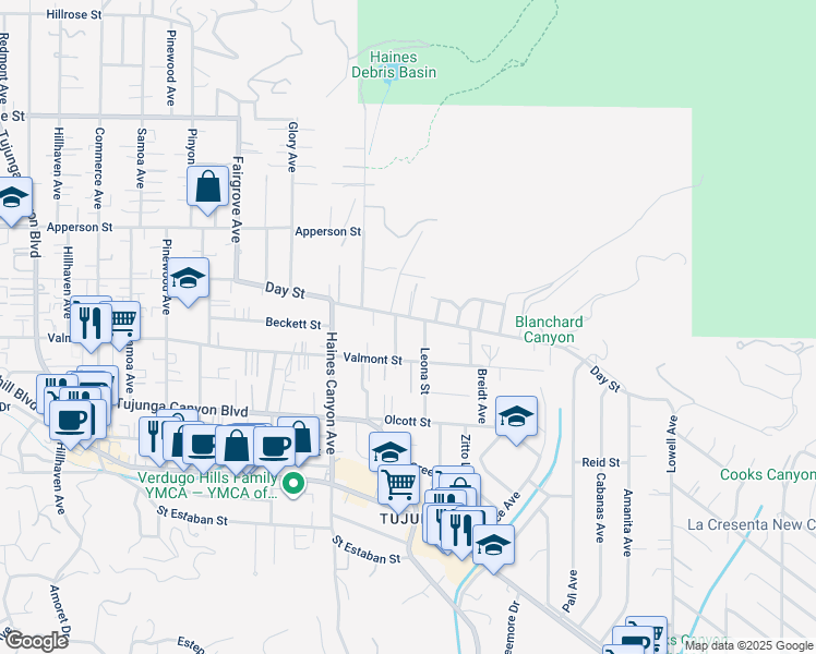 map of restaurants, bars, coffee shops, grocery stores, and more near 6620 Day Street in Los Angeles