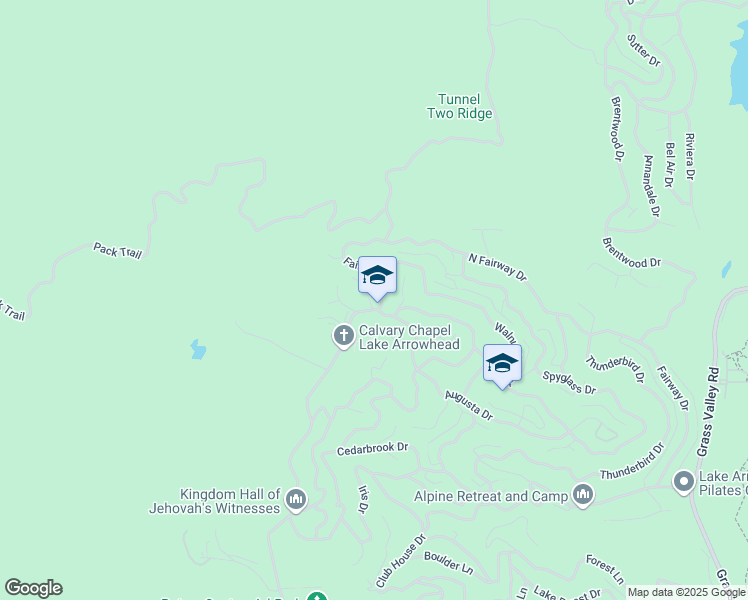 map of restaurants, bars, coffee shops, grocery stores, and more near 303 North Fairway Drive in Lake Arrowhead