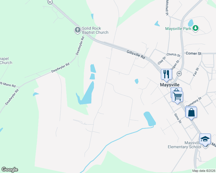 map of restaurants, bars, coffee shops, grocery stores, and more near 22 Freeman Drive in Maysville