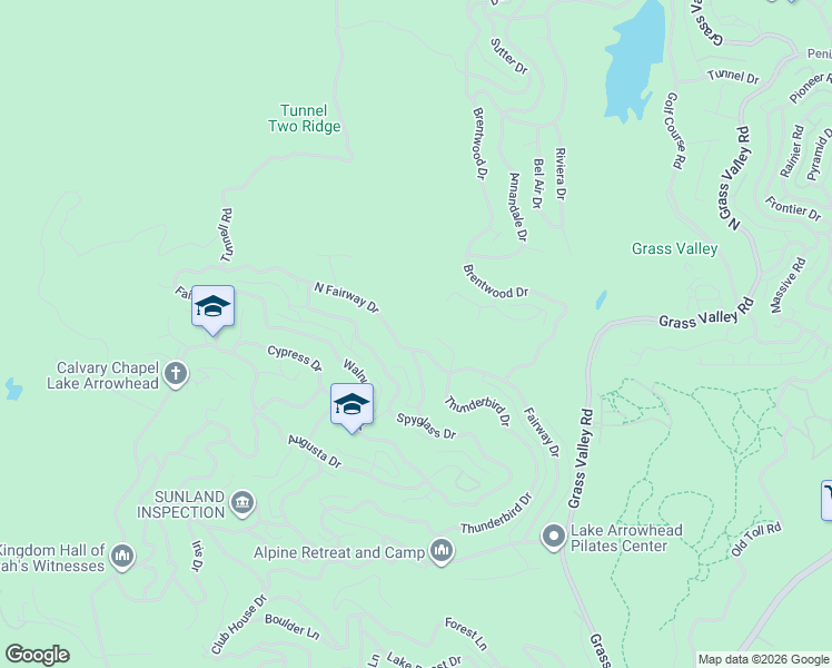 map of restaurants, bars, coffee shops, grocery stores, and more near 125 Fairway Drive in Lake Arrowhead