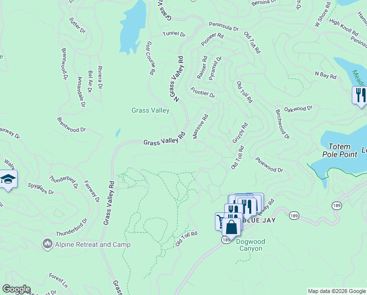 map of restaurants, bars, coffee shops, grocery stores, and more near 27000 Huron Road in Lake Arrowhead