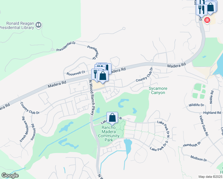 map of restaurants, bars, coffee shops, grocery stores, and more near 450A Country Club Drive in Simi Valley
