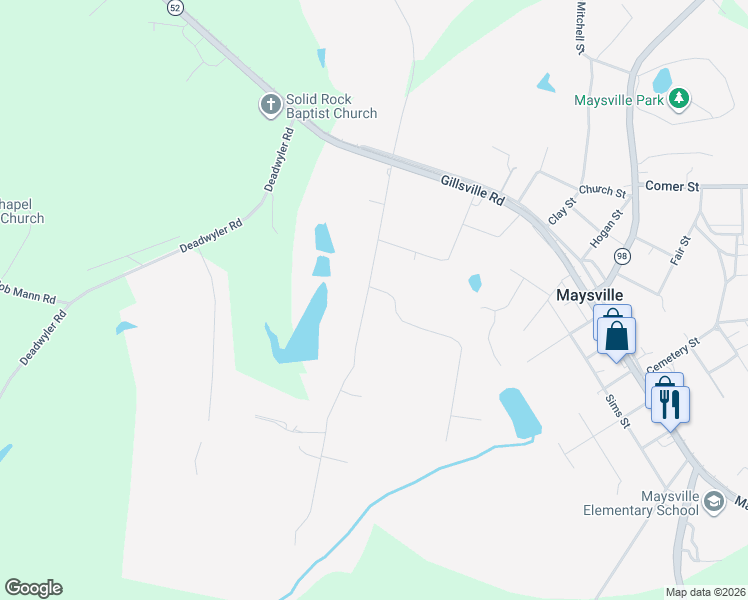 map of restaurants, bars, coffee shops, grocery stores, and more near 22 Freeman Drive in Maysville