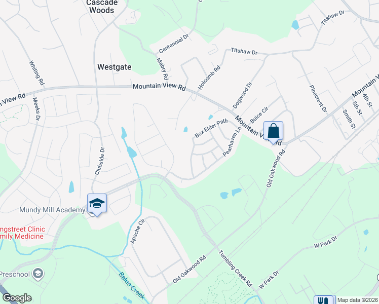 map of restaurants, bars, coffee shops, grocery stores, and more near 4311 Box Elder Path in Gainesville