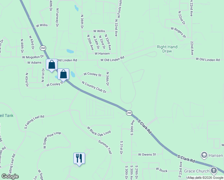 map of restaurants, bars, coffee shops, grocery stores, and more near 381 North 34th Drive in Show Low