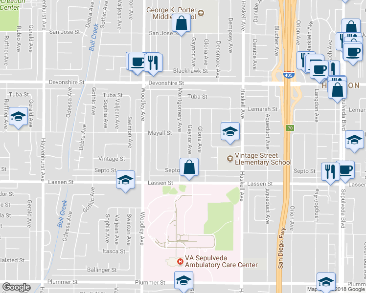 map of restaurants, bars, coffee shops, grocery stores, and more near 10028 Montgomery Avenue in Los Angeles
